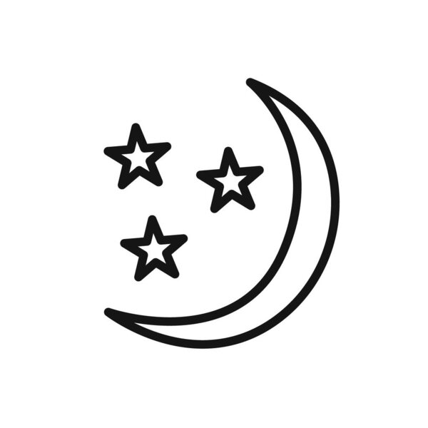 Moon and stars icon linear vector graphics sign or symbol set for web app ui