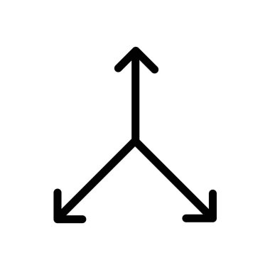 3 ok yolu simgesi siyah ve beyaz renk dış hat vektörü olarak ayarlandı