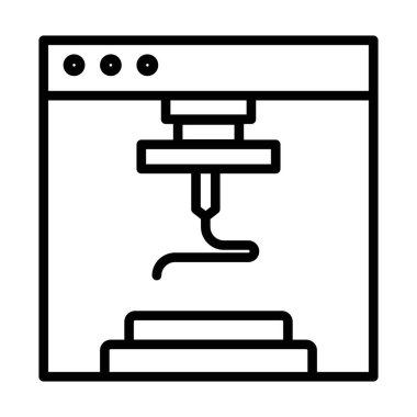 3d yazıcı simgesi siyah ve beyaz renk ana hatlarıyla ayarlandı