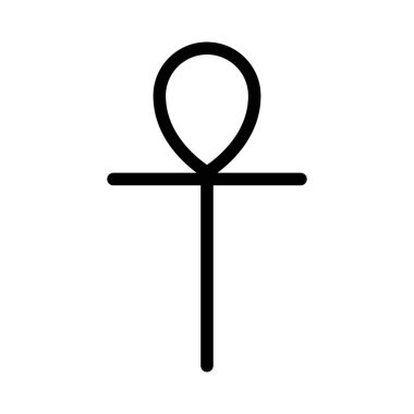Ankh simgesi siyah-beyaz renk dış hat vektörü olarak ayarlandı