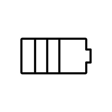 Batarya şarj simgesi siyah beyaz ana hat vektöründe düz ayarlandı