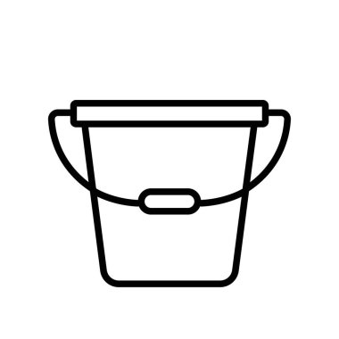 Kova simgesi siyah ve beyaz dış hat vektörü olarak ayarlandı