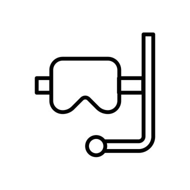 Dalış maskesi simgesi siyah beyaz dış hat vektöründe düz ayarlandı
