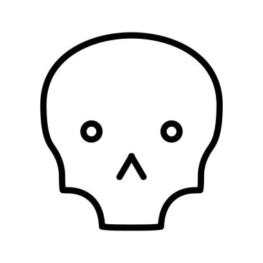 Şeytani kafatası simgesi siyah ve beyaz ana hat vektöründe ayarlandı