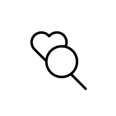 Siyah ve beyaz renk ana hatları vektöründe Sevgi Simgesini Bul