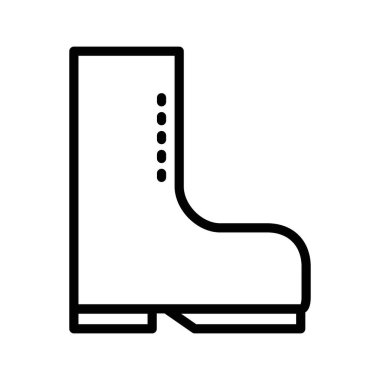 Balıkçı botları simgesi siyah beyaz ana hat vektöründe düz ayarlandı