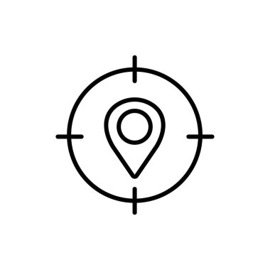 Siyah-beyaz renk özet vektöründe coğrafi hedef simgesi düzleştirildi