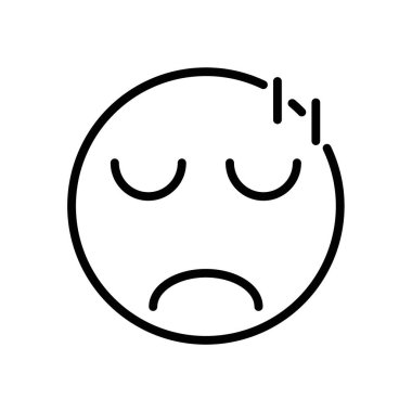 Suçlu yüz emoji simgesi siyah ve beyaz renk ana hatlarıyla belirlendi