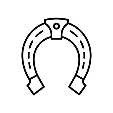 At nalı simgesi siyah beyaz ana hat vektöründe düz ayarlandı