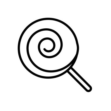 Lolipop simgesi siyah ve beyaz ana hat vektöründe düz ayarlandı