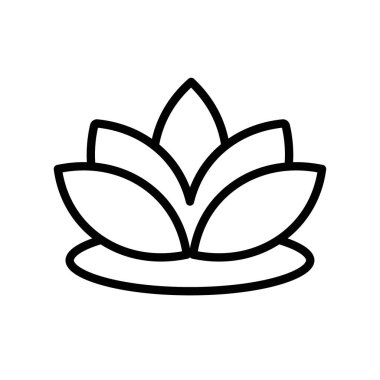 Lotus Simgesi Siyah ve beyaz renk ana hatları vektöründe ayarlandı