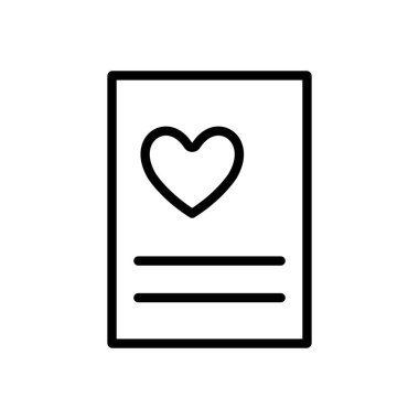 Aşk harfi simgesi siyah ve beyaz ana hat vektöründe düz ayarlandı