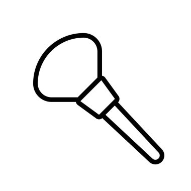 makyaj fırçası simgesi siyah beyaz dış hat vektöründe düz ayarlandı