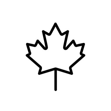 Akçaağaç yaprağı simgesi siyah ve beyaz renk dış hat vektörü olarak ayarlandı