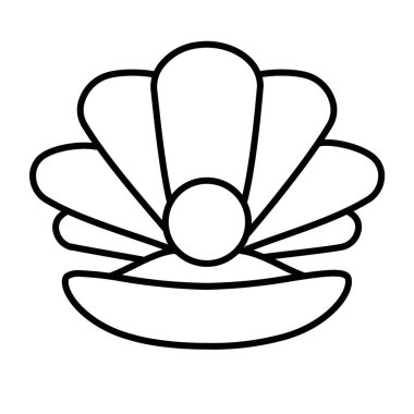 Siyah ve beyaz renk dış hat vektöründe Pearl Simgesi Düz