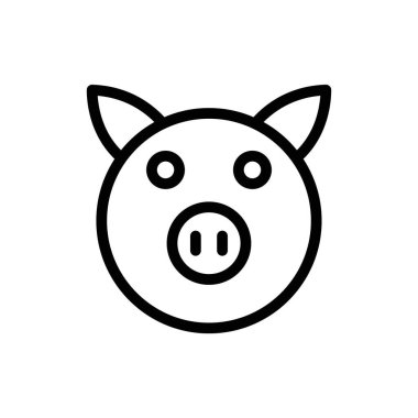 Domuz yüz simgesi siyah-beyaz renk dış hat vektörü olarak ayarlandı