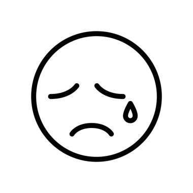 hüzünlü simge siyah ve beyaz renk dış hat vektörü olarak ayarlandı