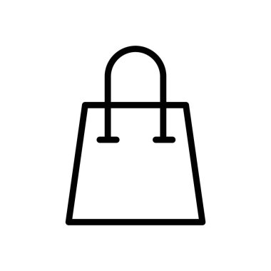 Alışveriş poşeti simgesi siyah beyaz ana hat vektörü olarak ayarlandı