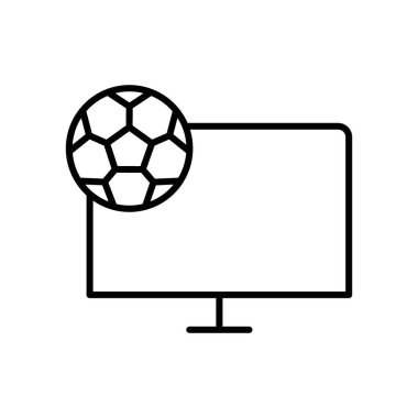 Futbol Canlı Maçı TV simgesinde siyah beyaz ana hat vektörü olarak ayarlandı