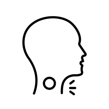 Yaralı boğaz simgesi siyah-beyaz renk ana hatlarıyla ayarlandı