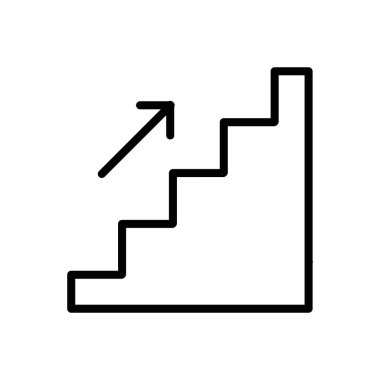 merdiven simgesi siyah ve beyaz renk dış hat vektörü olarak ayarlandı