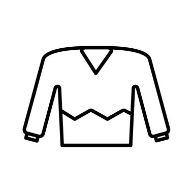 Süveter simgesi siyah ve beyaz dış hat vektöründe düz