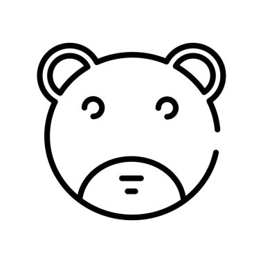 Oyuncak ayı simgesi siyah beyaz ana hat vektöründe düz ayarlandı