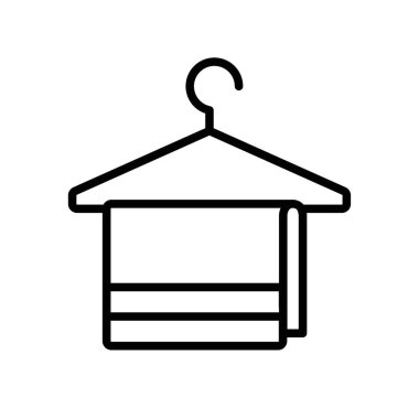 Havlu simgesi siyah beyaz dış hat vektörü olarak ayarlandı