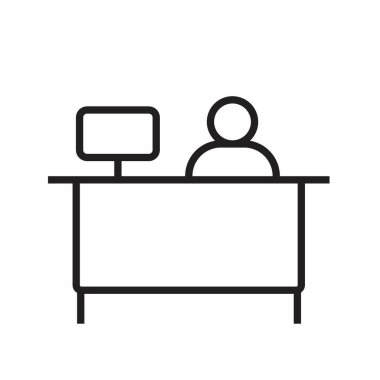 masa simgesi basit düz vektör ana hatları koleksiyon logosu