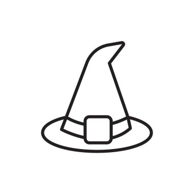 Cadılar bayramı cadı şapkası simgesi basit düz vektör ana hatları koleksiyon logosu