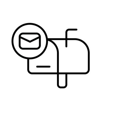 Posta kutusu simgesi ya da posta kutusu simgesi basit düz vektör ana hatları koleksiyon logosu