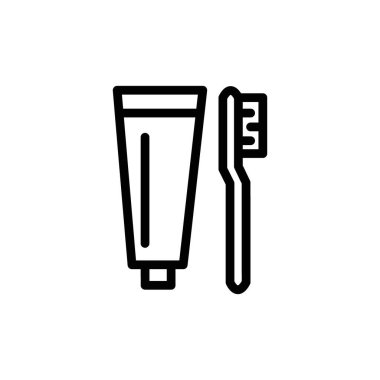 Ayaan tarafından yapılan diş fırçası simgesi tasarımı basit düz vektör ana hatları koleksiyon logosu