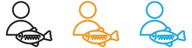 Balık simgesi vektör logosu olan balıkçılar koleksiyon ya da paket grubu