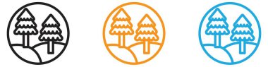 Orman ve park ağaçları simge vektör logosu koleksiyon ya da paket grubu