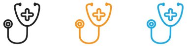 Stetoskop simgesi vektör logosu koleksiyonu ya da paket grubu