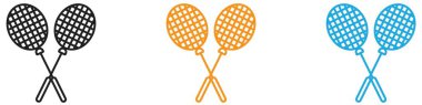 Badminton raket simgesi vektör logosu koleksiyonu ya da paket grubu