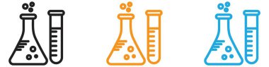 Laboratuvar test simgesi vektör logo kümesi koleksiyonu veya paket grubu