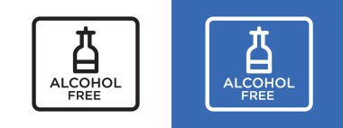 Alkol içermeyen simge logosu işareti vektör ana hatları siyah ve beyaz