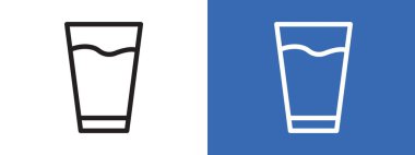 Bir bardak su simgesi logosu işareti vektör ana hatları siyah ve beyaz