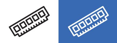 bellek, ram simgesi logosu işaret vektör ana hatları siyah ve beyaz