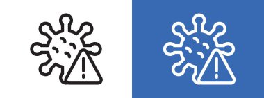 Virüs Uyarı simgesi logo işareti vektör ana hatları siyah ve beyaz