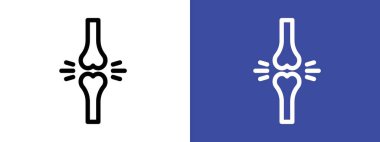 Eklem iltihabı, eklem ağrısı logosu. Siyah ve beyaz renkte vektör ana hatları.