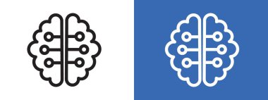 Yapay Zeka simgesi logosu imza vektör ana hatları siyah ve beyaz