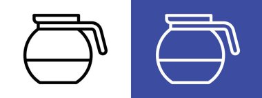 Kahve demliği simgesi simgesi simgesi işareti vektör ana hatları siyah ve beyaz