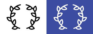 Laurel çelenk simgesi logosu işaret çizgisi siyah ve beyaz