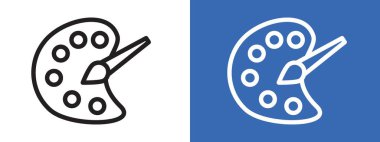 palet rengi simgesi logo işareti vektör çizgisi siyah ve beyaz renkte