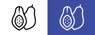 Papaya simgesi logo işareti vektör ana hatları siyah ve beyaz