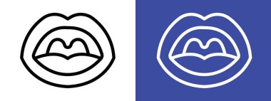 Ağız simgesi simgesi simgesi simgesi işaret işareti siyah ve beyaz ile ana hatları