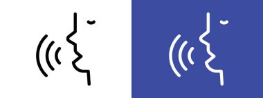 Ses tanıma simgesi logo işareti vektör ana hatları siyah ve beyaz