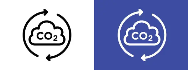 CO2 gaz karbondioksit simgesi logo işareti vektör ana hatları siyah ve beyaz